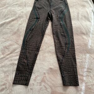 Adidas Black and Brown Crocodile Pattern Leggings